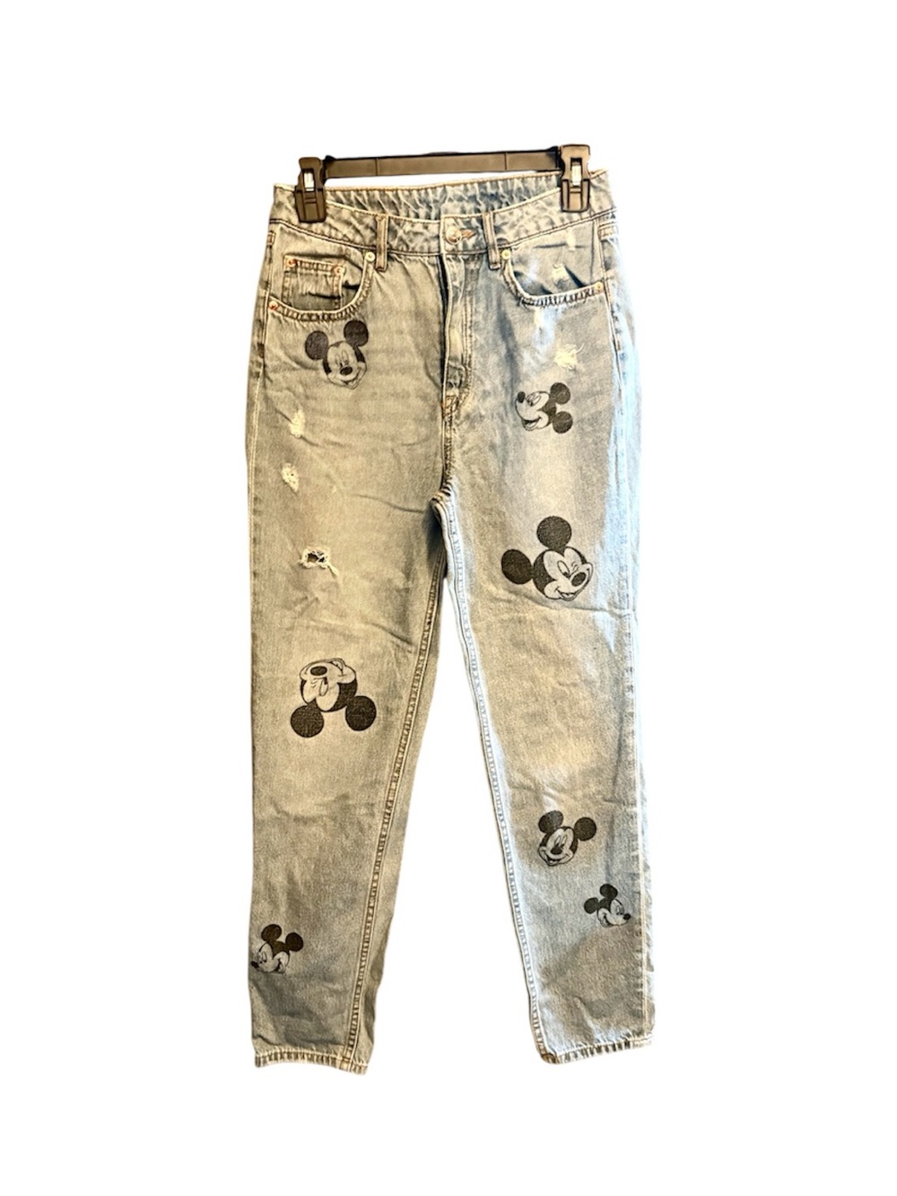 H&M Light Blue High-Rise Jeans with Disney Prints